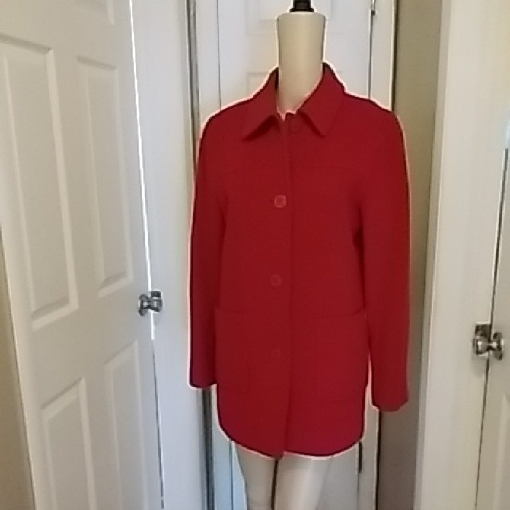 Kenneth Cole Women's Vibrant Red Pea Coat